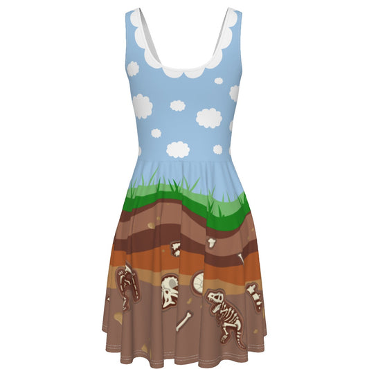 Dino Fossil Skater Dress - With Pockets