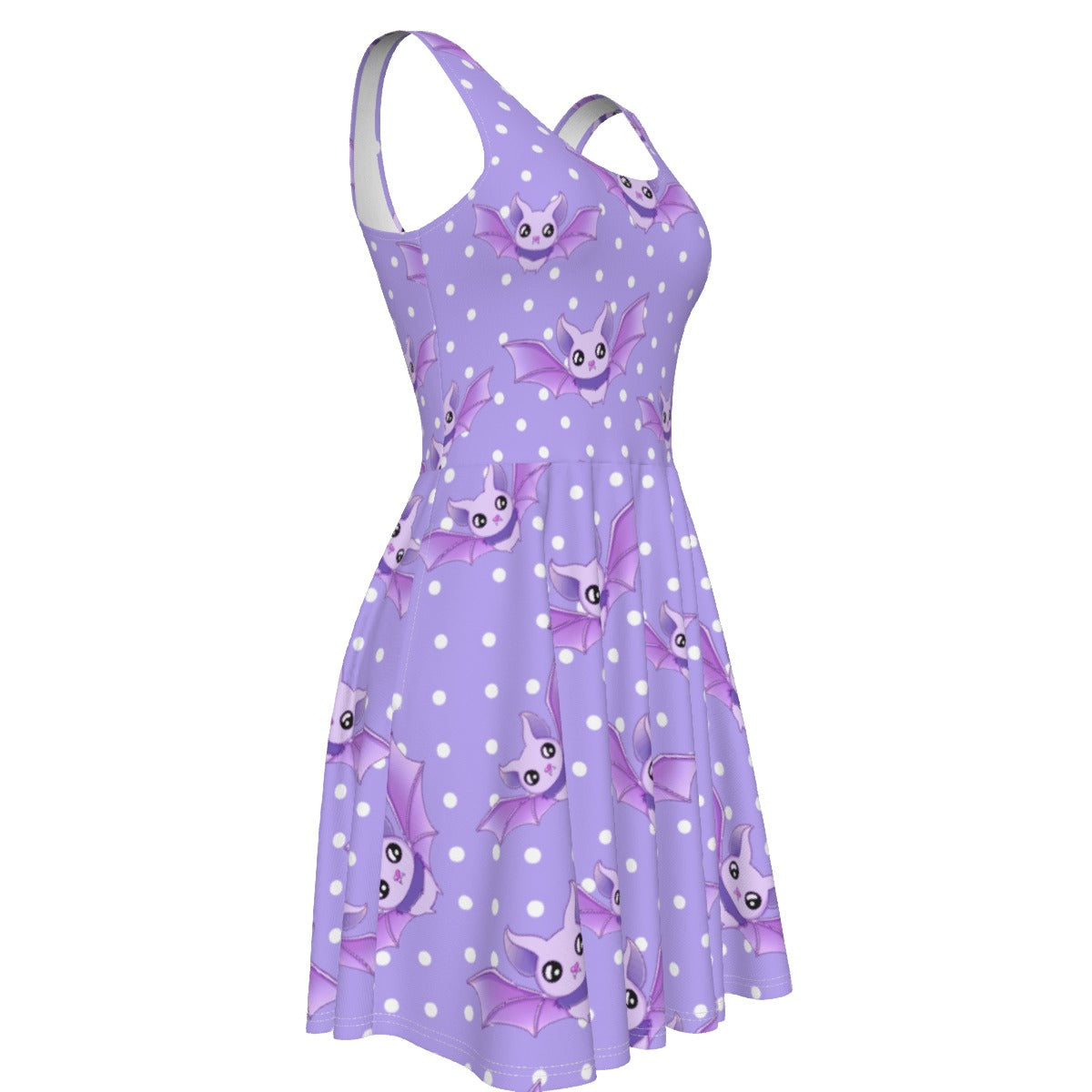 Lavender Bat Skater Dress - With Pockets