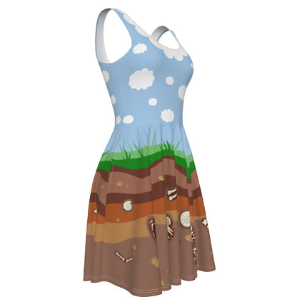 Dino Fossil Skater Dress - With Pockets