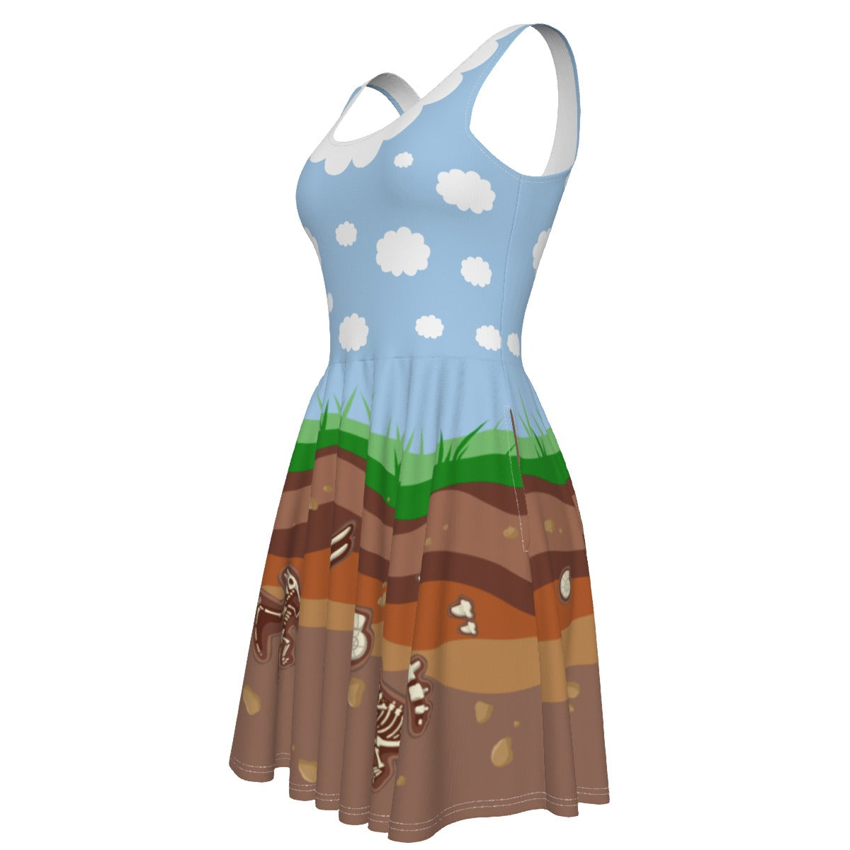 Dino Fossil Skater Dress - With Pockets