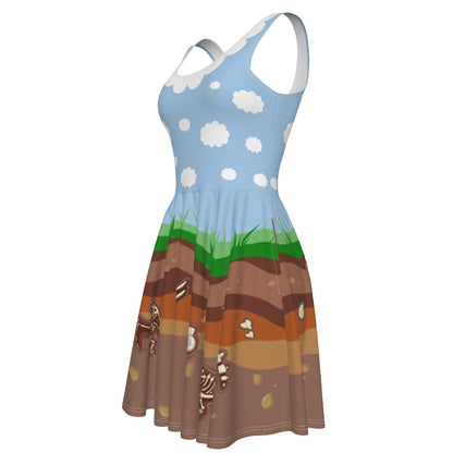 Dino Fossil Skater Dress - With Pockets