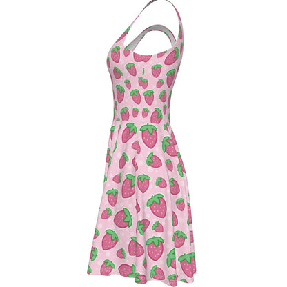 Strawberry Skater Dress - With Pockets
