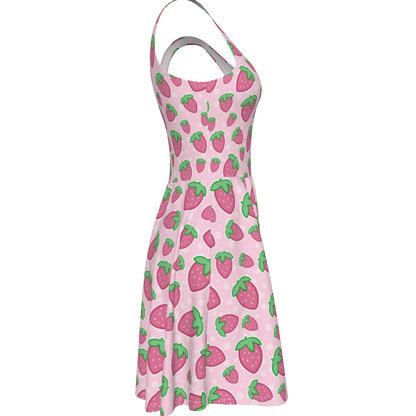 Strawberry Skater Dress - With Pockets