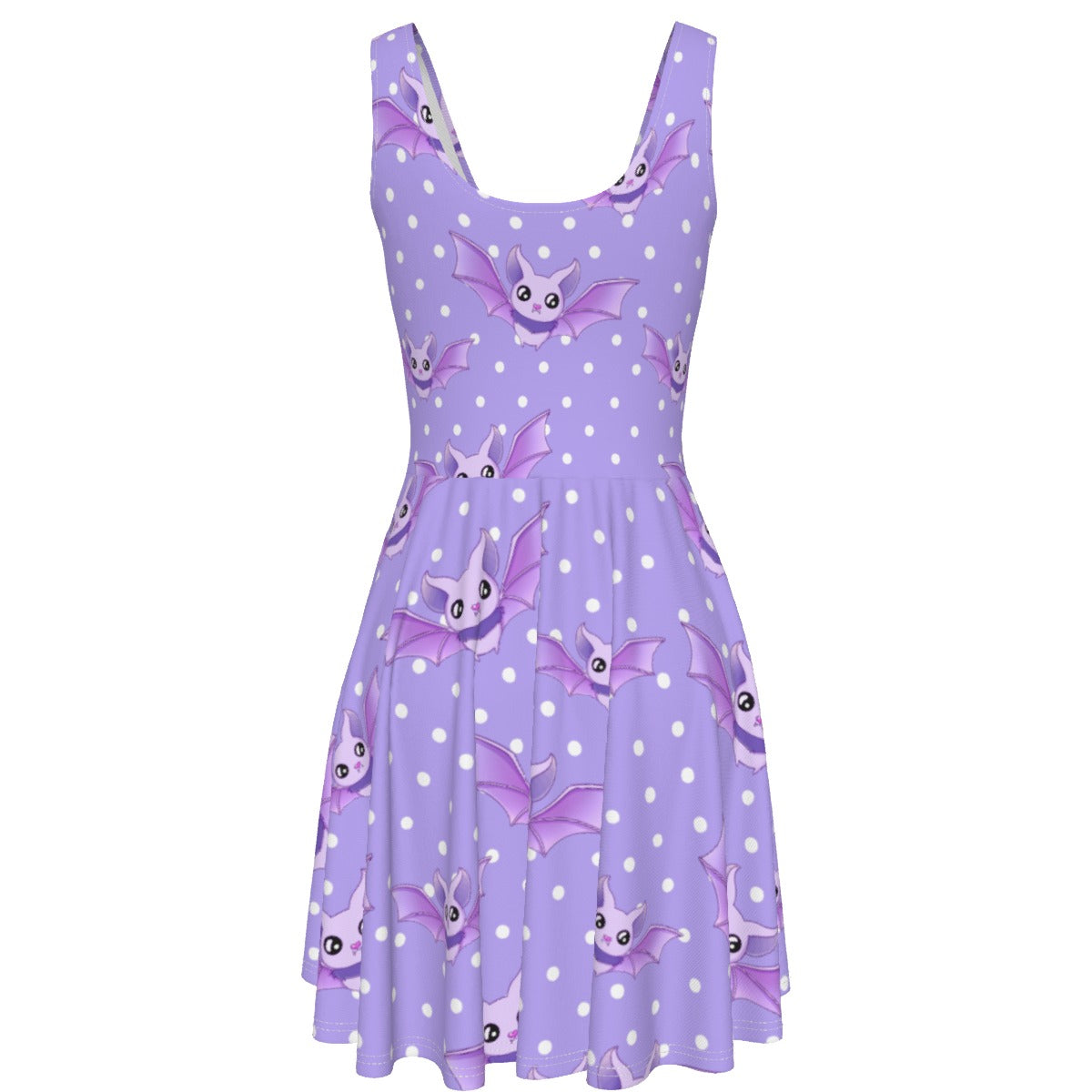 Lavender Bat Skater Dress - With Pockets