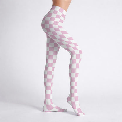 Pink Check Tights