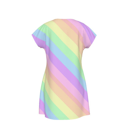 Rainbow Stripe T-shirt Dress