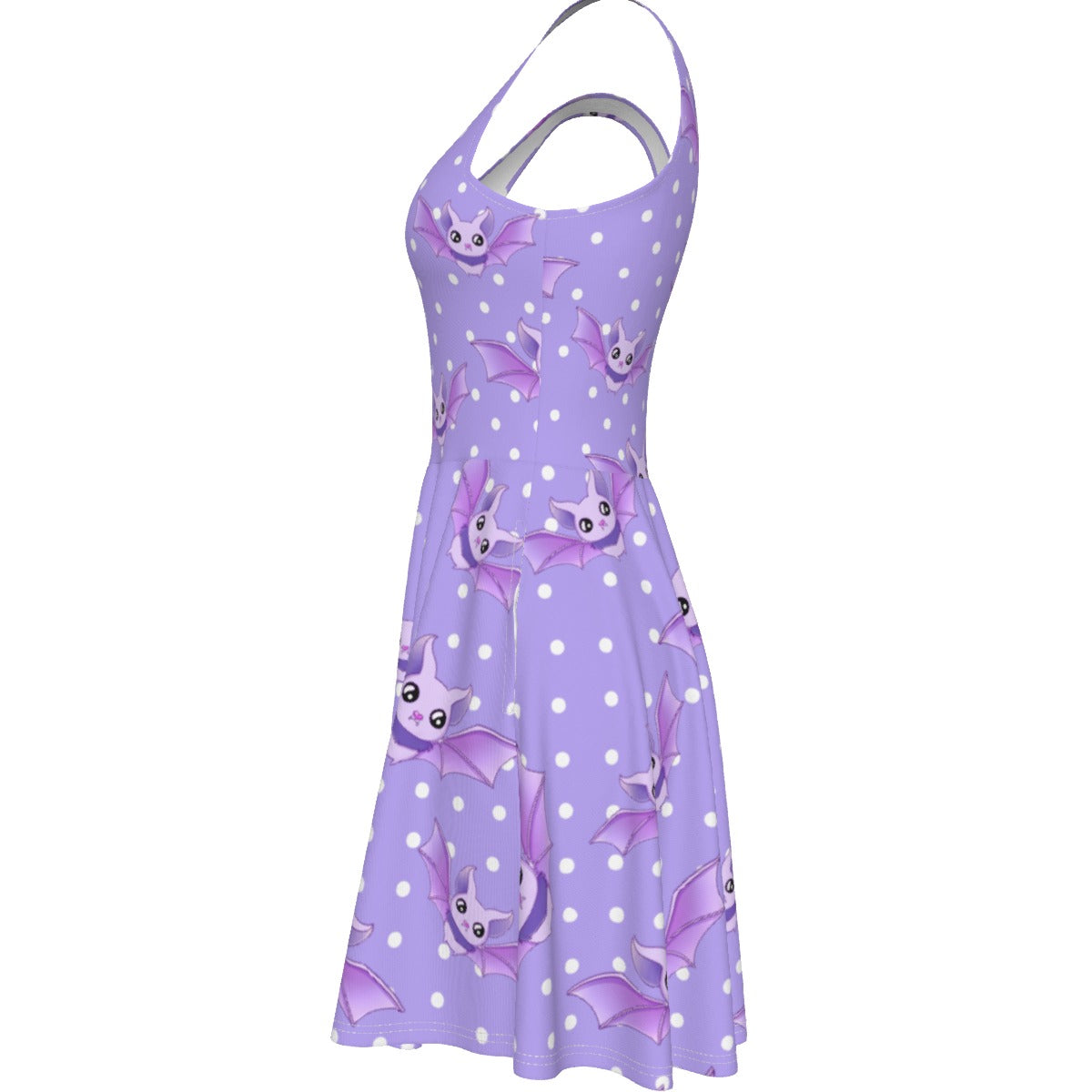 Lavender Bat Skater Dress - With Pockets