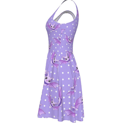 Lavender Bat Skater Dress - With Pockets
