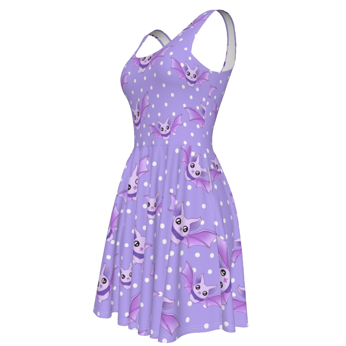 Lavender Bat Skater Dress - With Pockets