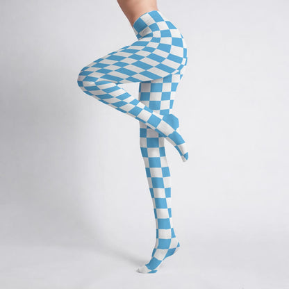 Blue Check Tights