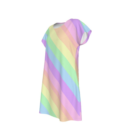 Rainbow Stripe T-shirt Dress