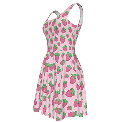 Strawberry Skater Dress - With Pockets