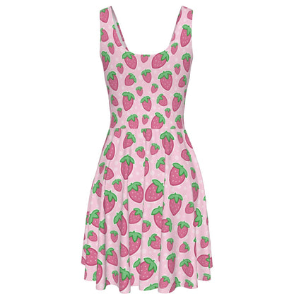 Strawberry Skater Dress - With Pockets