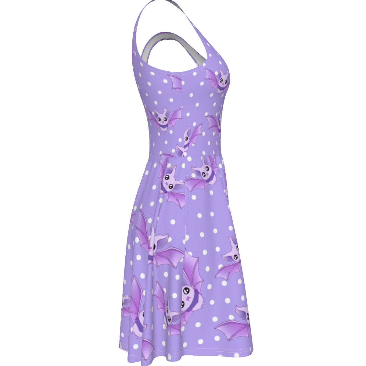 Lavender Bat Skater Dress - With Pockets