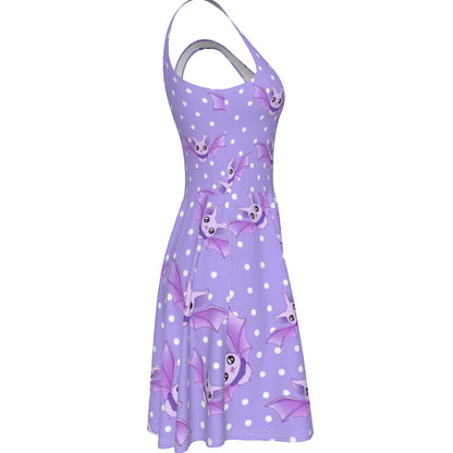 Lavender Bat Skater Dress - With Pockets