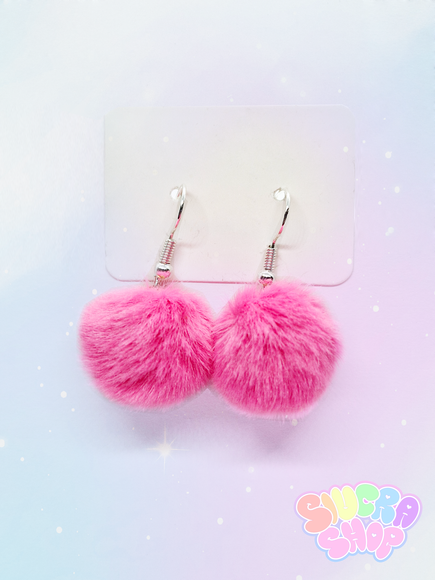 Pink Pom Pom Earrings