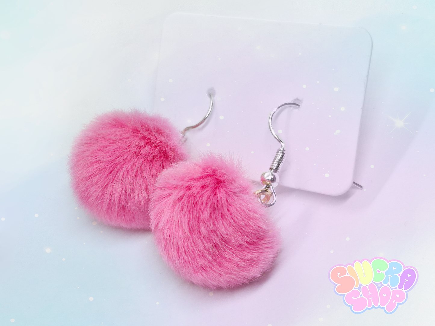 Pink Pom Pom Earrings