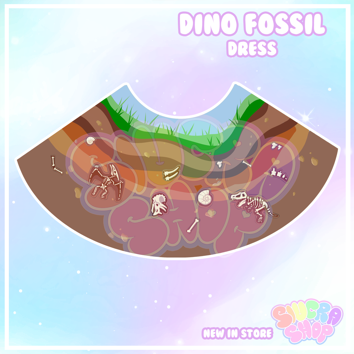 Dino Fossil Skater Dress - With Pockets